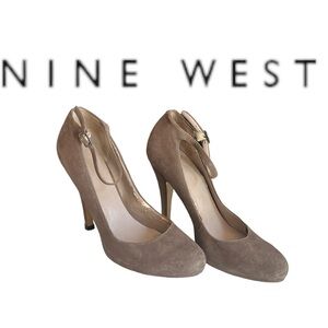 Nine West Jaewon Mary Jane pumps Heels Gray Suede Size 8.5